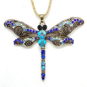 Blue DRAGONFLY Pendant Necklace